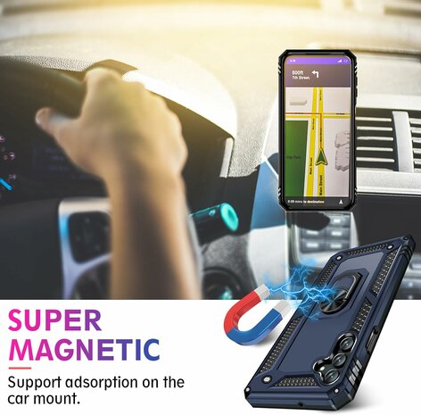 Samsung S23 FE Blauw - Armor met Kickstand Ring