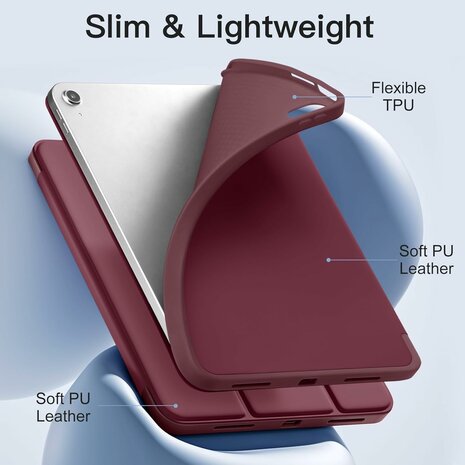 iPad 2025 &amp; 2022 (11/10 Gen) - Bordeaux - Smart Cover met Pen Slot