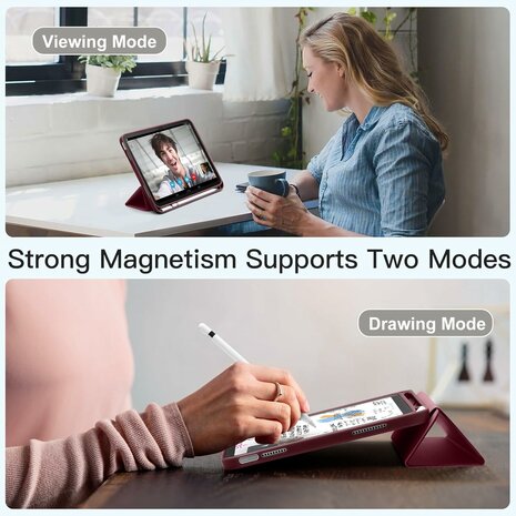iPad 2025 &amp; 2022 (11/10 Gen) - Bordeaux - Smart Cover met Pen Slot