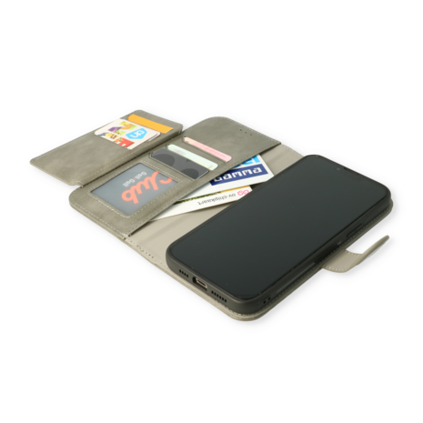 iPhone 13 Pro Grijs - 2 in 1 HQ Book Case met Extra Vakken