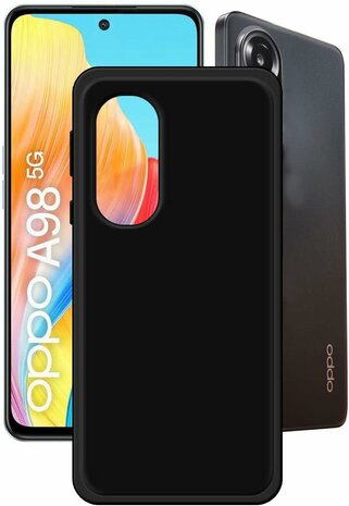 Oppo A98 - Siliconen Back Cover - Zwart