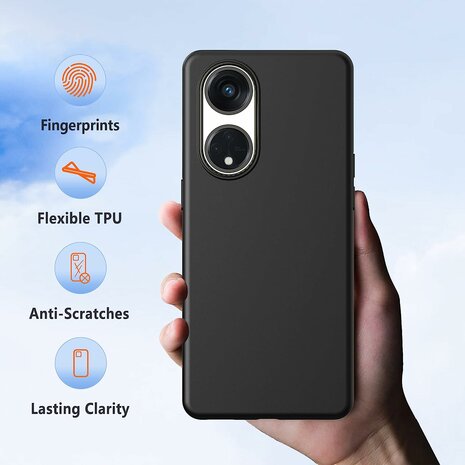 Oppo A98 - Siliconen Back Cover - Zwart