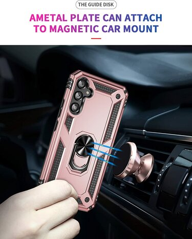 Samsung A54 Roségoud &amp; 2X Glas - Armor met Kickstand Ring