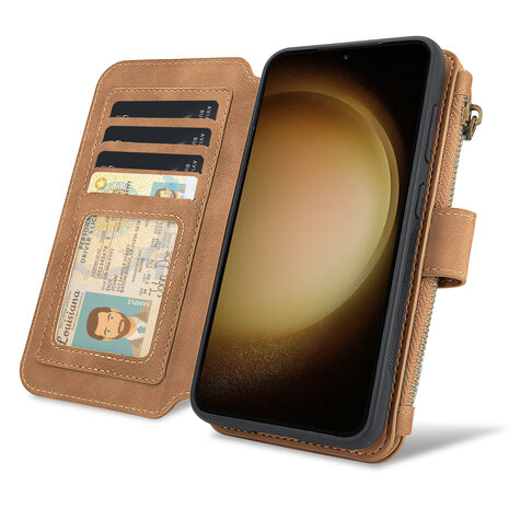 Samsung S23 Plus Sienna Brown - 2 in 1 Book Case met Rits