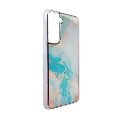 Samsung S24 Plus - Marmer Back Cover - Aqua