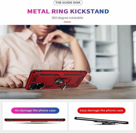 Samsung S20 Plus - Armor met Kickstand Ring - Rood