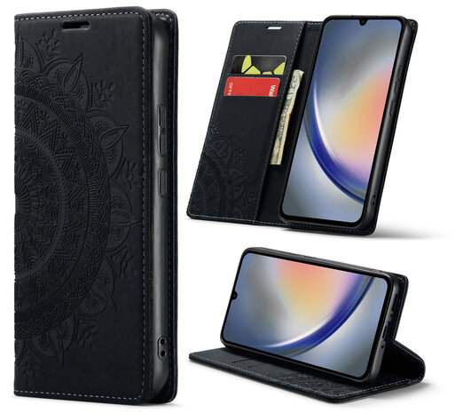 Samsung S24 Ultra Charcoal Gray - Mandala Book Case