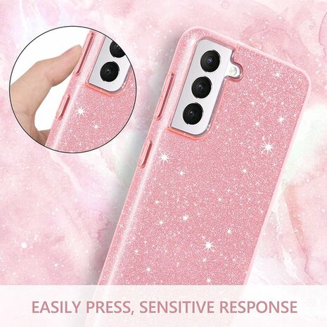 Samsung S23 Plus - Glitter Back Cover - Roze