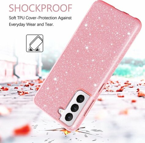 Samsung S23 Plus - Glitter Back Cover - Roze