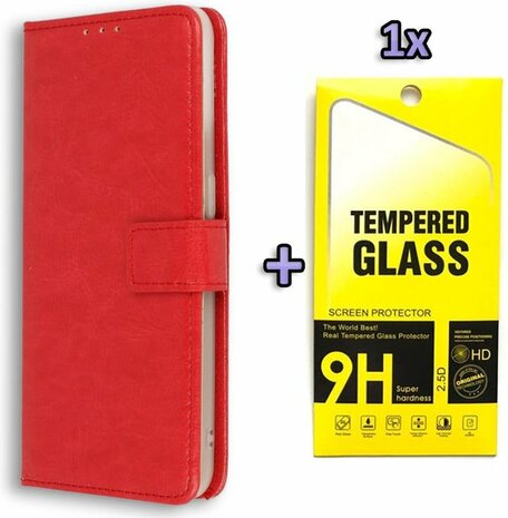 A32 5G - Book Case &amp; Glas - Rood