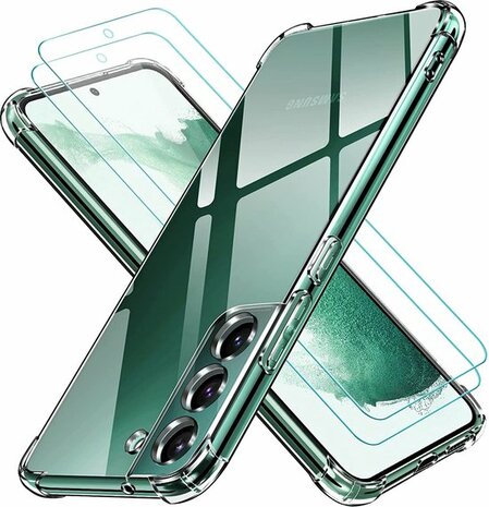 S22 Plus - Anti Shock &amp; 2X Glas - Transparant
