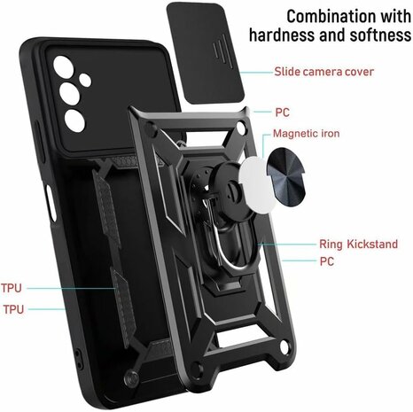 Samsung A05s - Zwart - Armor Kickstand &amp; Camera Bescherming