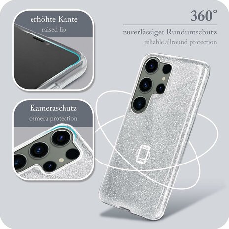 Samsung S24 Ultra - Glitter Back Cover - Zilver
