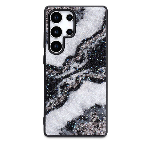 Samsung S24 Ultra - Diamant Marmer Glitter - Zwart