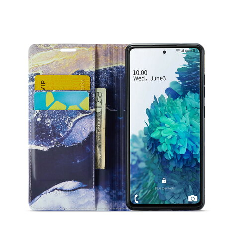 Samsung S21 FE Blue Sodalite - Marmer Book Case