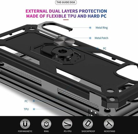 Samsung A22 5G Roségoud 2X Glass - Armor met Kickstand Ring