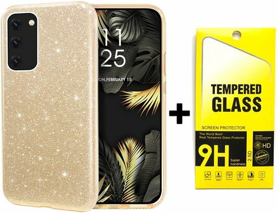 A72 - Glitter Back Cover &amp; Glas - Goud