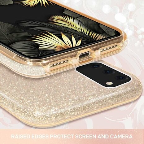 A72 - Glitter Back Cover &amp; Glas - Goud