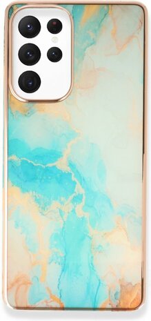 Samsung S23 Ultra - Marmer Back Cover - Aqua