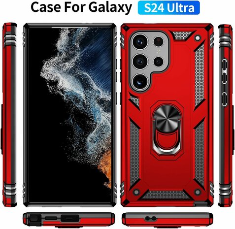 Samsung S24 Ultra Rood - Armor met Kickstand Ring