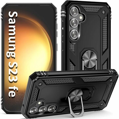 Samsung S23 FE Zwart - Armor met Kickstand Ring