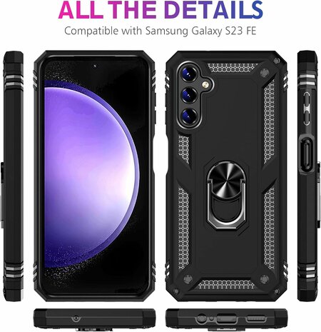 Samsung S23 FE Zwart - Armor met Kickstand Ring