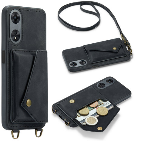 Oppo A98 Charcoal Gray - Back Cover met Koord