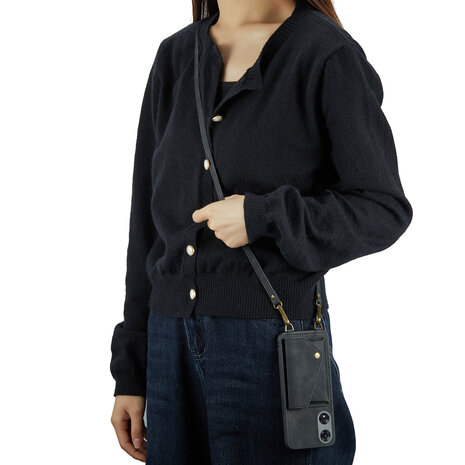 Oppo A98 Charcoal Gray - Back Cover met Koord