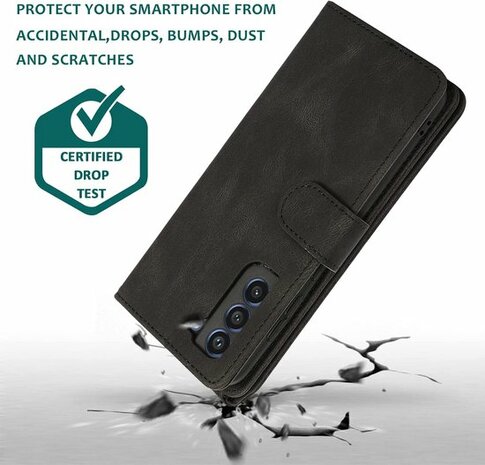 Samsung S22 Plus Zwart - Book Case met Rits &amp; Extra Vakken