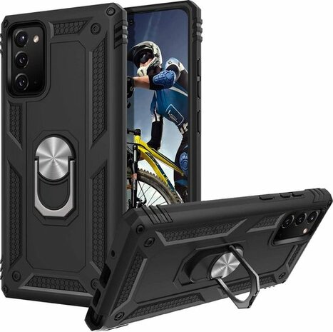 Samsung Note 20 Zwart - Armor met Kickstand Ring