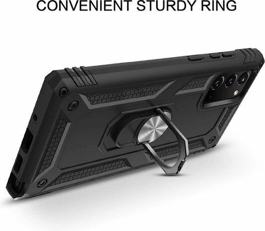 Samsung Note 20 Zwart - Armor met Kickstand Ring