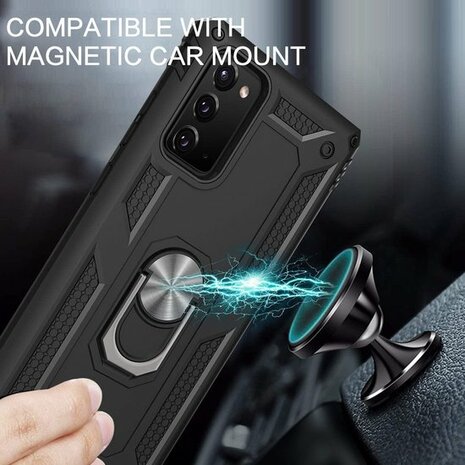 Samsung Note 20 Zwart - Armor met Kickstand Ring
