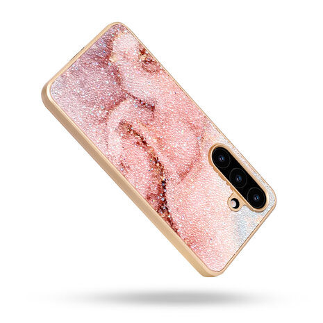 Samsung S23 - Diamant Marmer Glitter - Roze