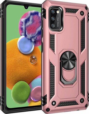 Samsung A41 Roségoud - Armor met Kickstand Ring