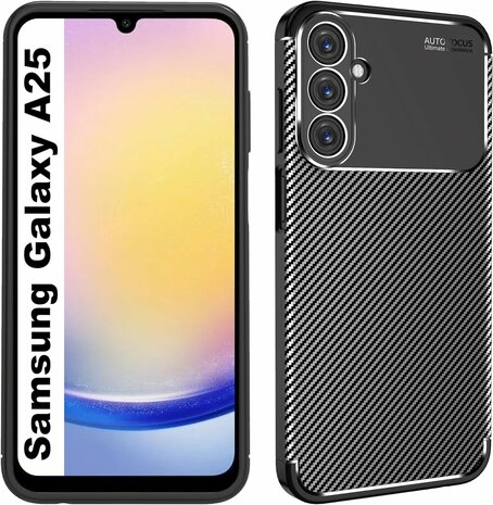 Samsung A25 - Zwart - Siliconen Carbon Back Cover