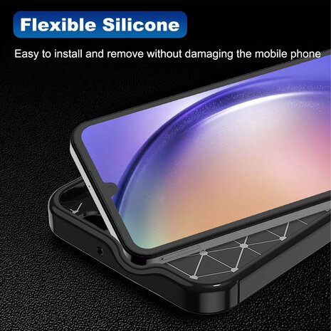 Samsung A25 - Zwart - Siliconen Carbon Back Cover