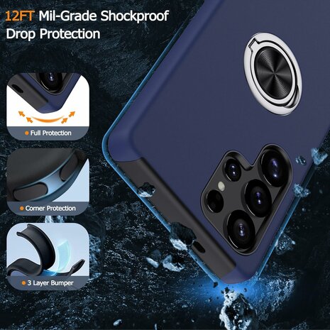 Samsung S25 Ultra - Kickstand Ring Case - Blauw