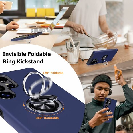 Samsung S25 Ultra - Kickstand Ring Case - Blauw