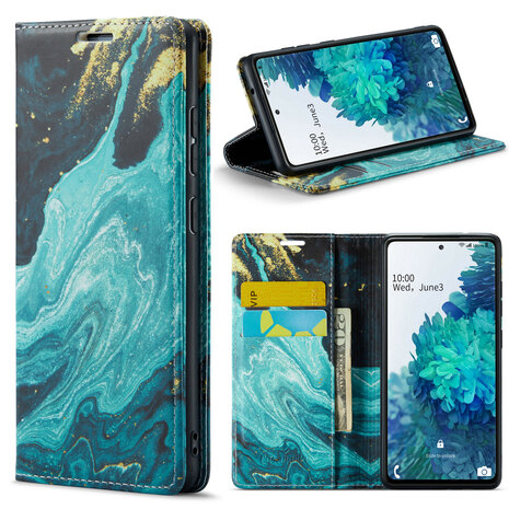 Samsung S20 FE Blue Aquamarine - Marmer Book Case