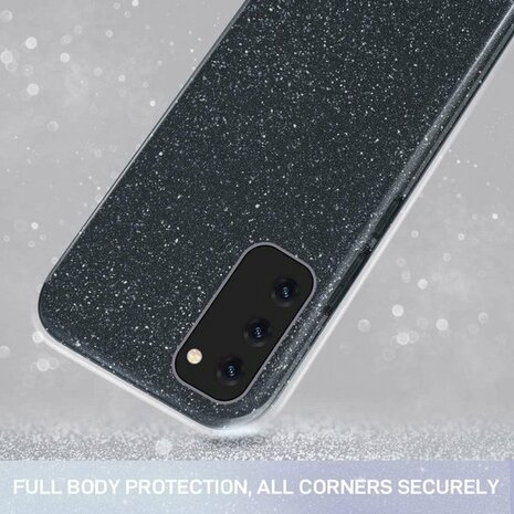 A32 4G - Glitter Back Cover &amp; Glas - Zwart