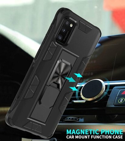 Samsung A41 Zwart - Magnetic Kickstand Armor Case