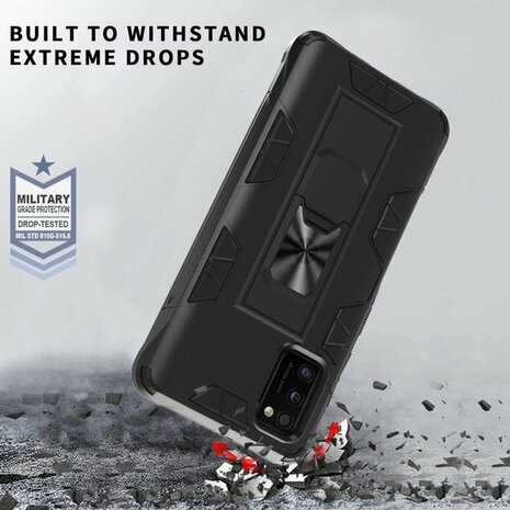 Samsung A41 Zwart - Magnetic Kickstand Armor Case