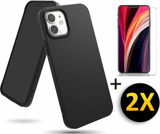 iPhone 12 Mini - Back Cover &amp; 2X Glas - Zwart