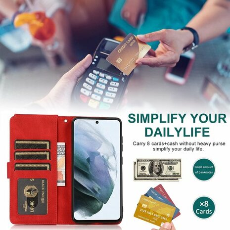 Samsung S22 Plus Rood - Book Case met Rits &amp; Extra Vakken