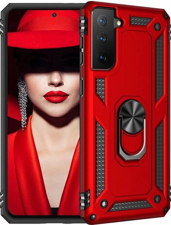 Samsung S21 Rood - Armor met Kickstand Ring