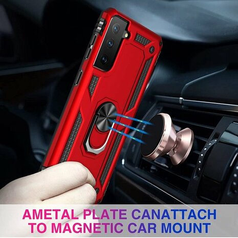 Samsung S21 Rood - Armor met Kickstand Ring