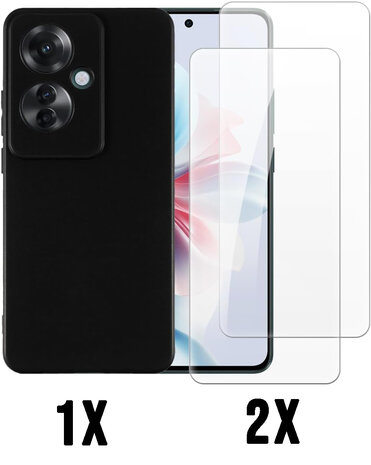 Reno 11F - Back Cover &amp; 2x Glas - Zwart