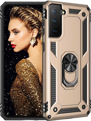 Samsung S21 FE Goud - Armor met Kickstand Ring