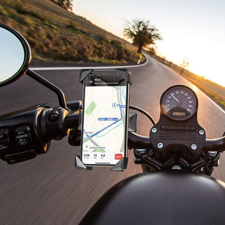 Hoco Telefoonhouder - Universeel GSM houder voor Fiets en Motor - Zwart - Veilig Handsfree Stuurhouder - Light Ride