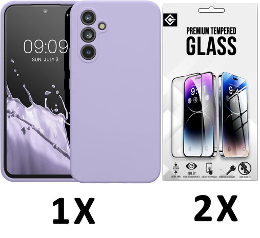A15 - Liquid Back Cover &amp; 2x Glas - Paars